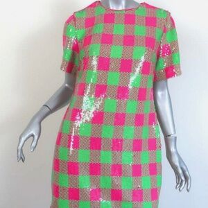 Trina Turk Pink and Green Sequin Dress NWT